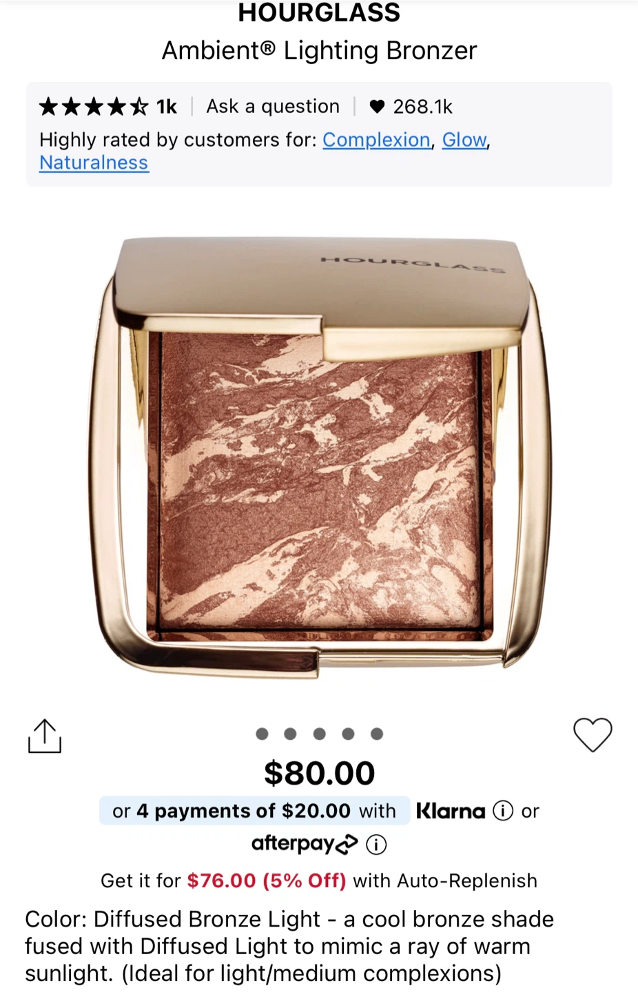 🆕 🏈 Hourglass Ambient Lighting Bronzer - Diffused Bronze Light - photo 4