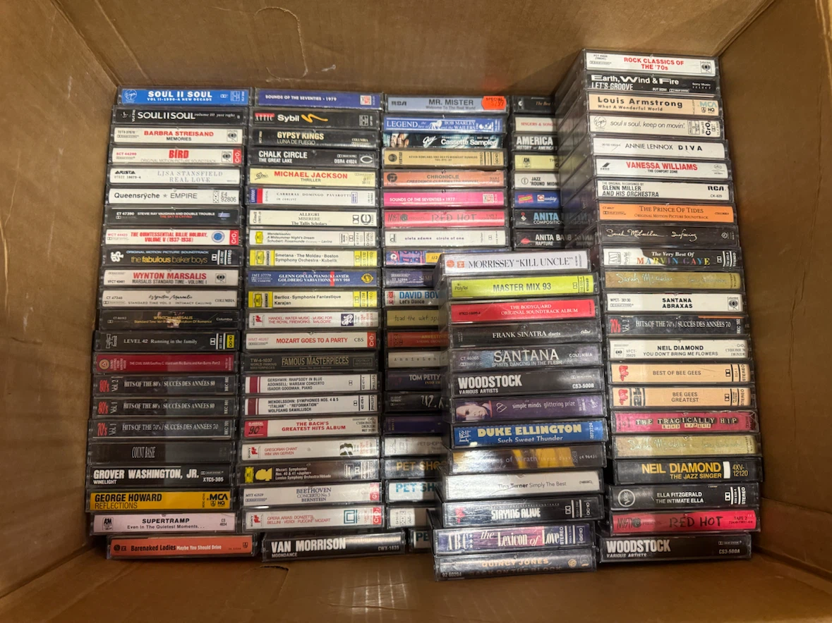 Collection of 139 Vintage Cassette Tapes