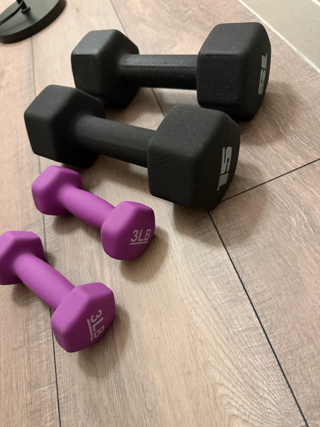 Set of 3lb and 15lb Neoprene Dumbbells