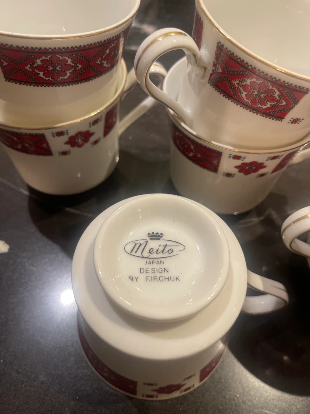 Vintage Meito Japan Porcelain Cups - Set of 6 - photo 2