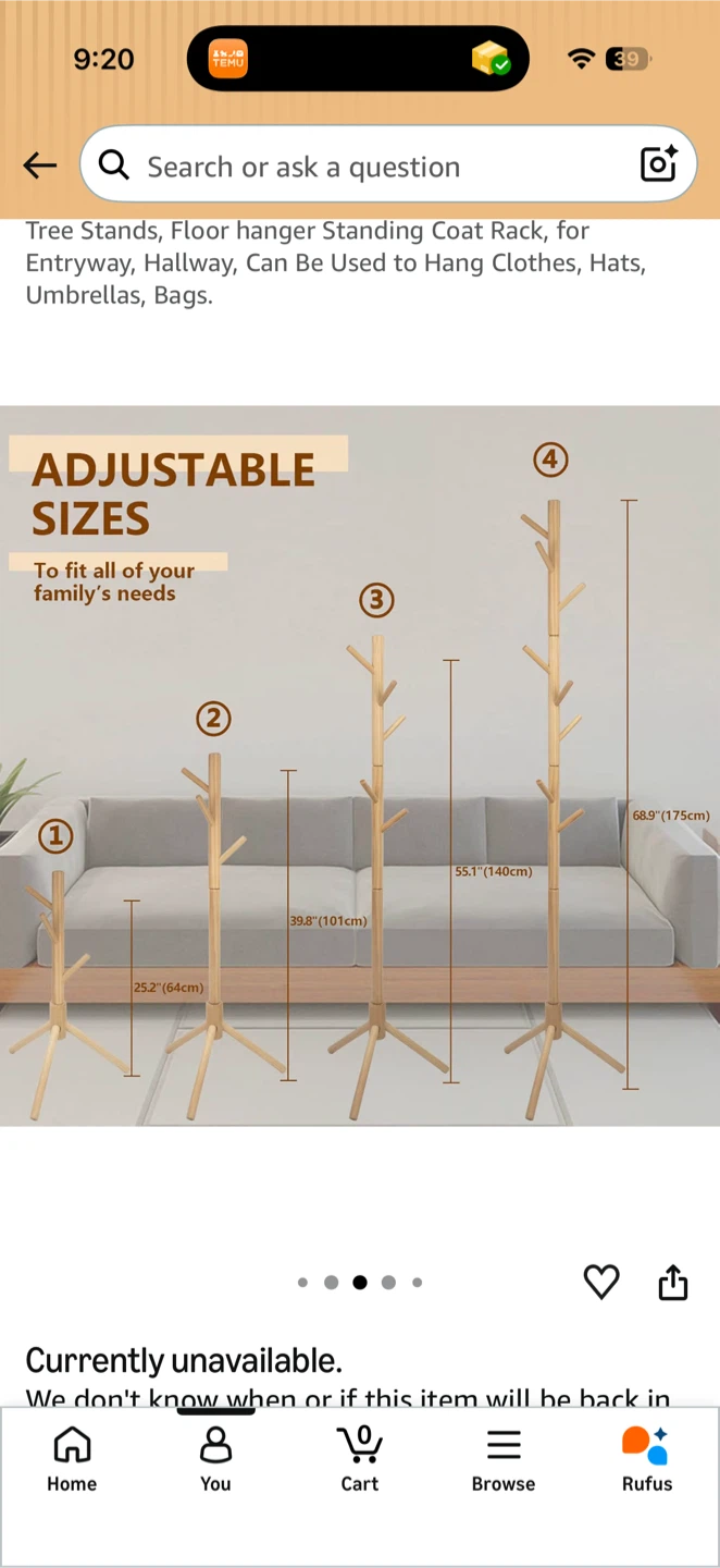 Adjustable Wooden Standing Coat Rack - photo 4