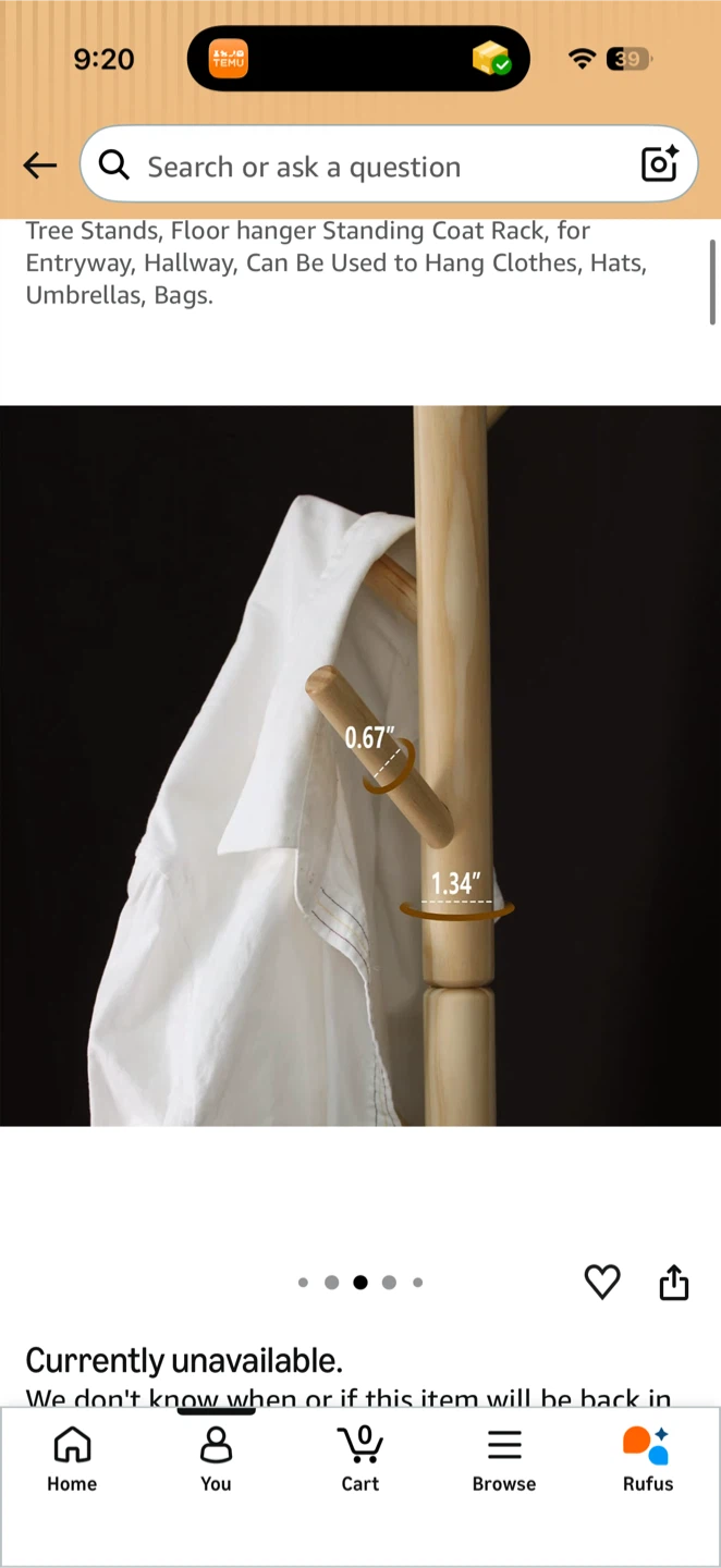 Adjustable Wooden Standing Coat Rack - photo 5