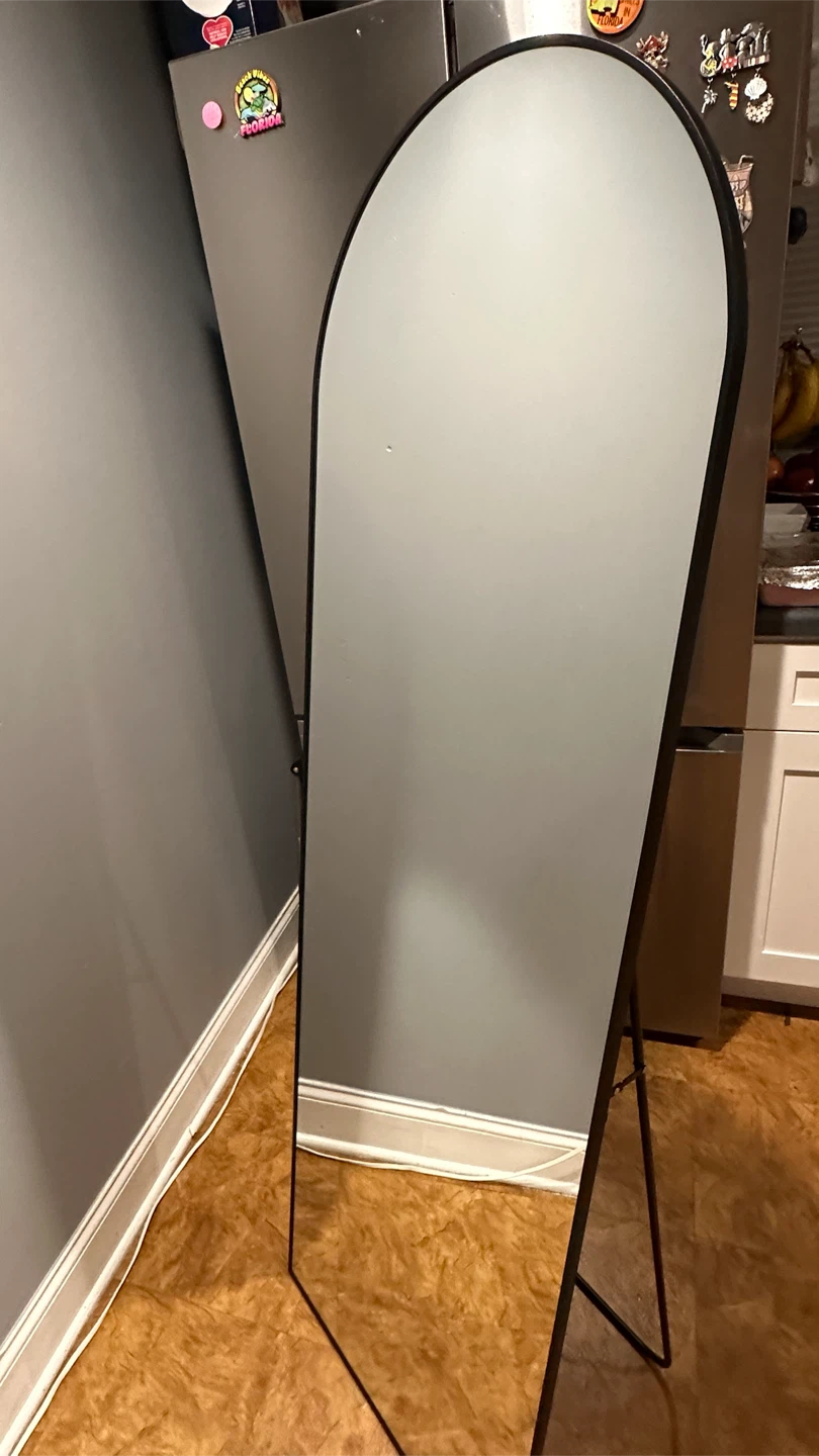 Arched Black Floor Mirror
