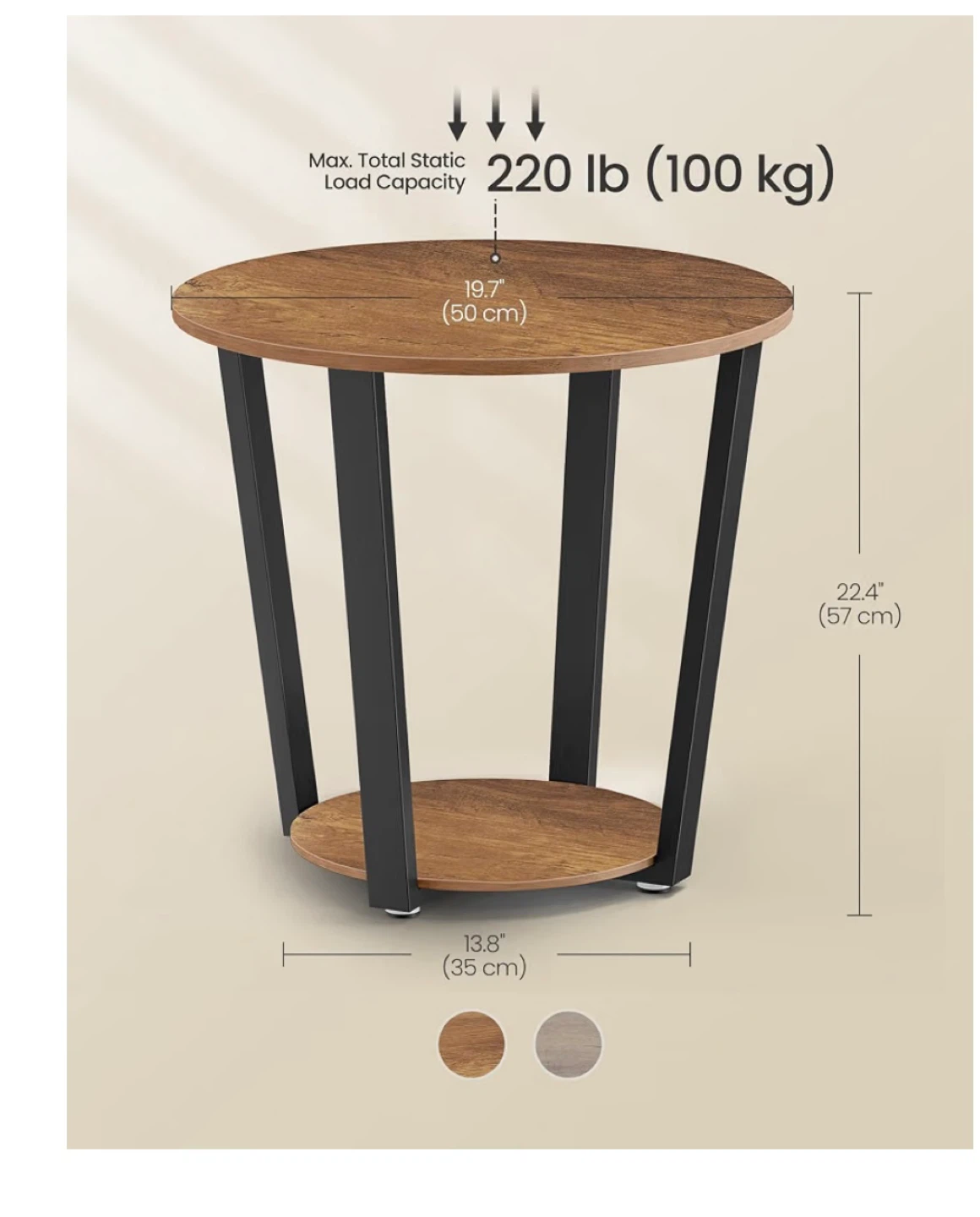 NEW! VASAGLE Round Side End Table - photo 5