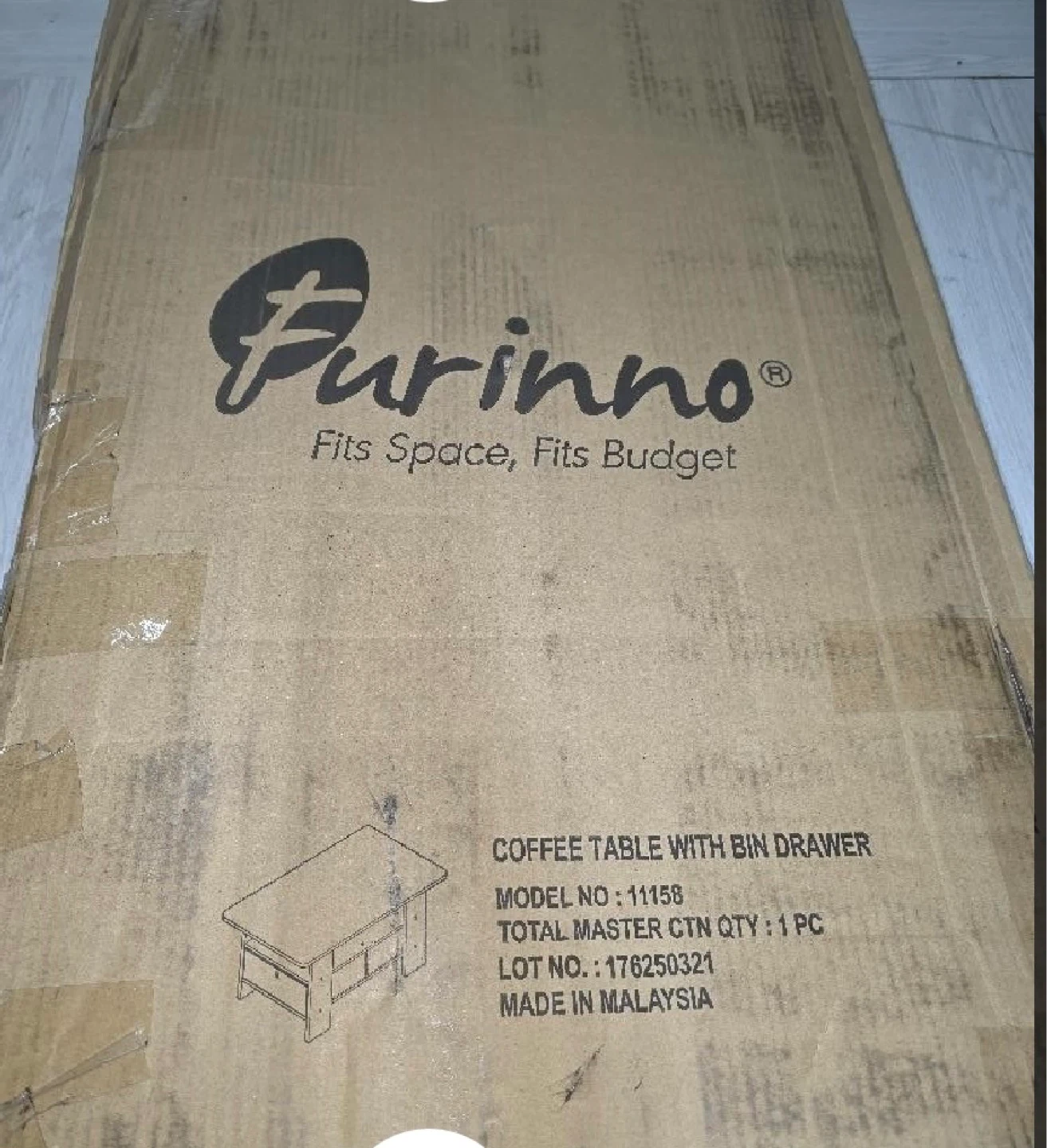 Furinno Coffee Table with Bin Drawer - photo 2