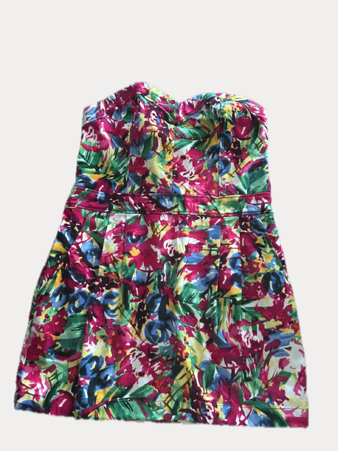 Floral Print Strapless Dress 🏈