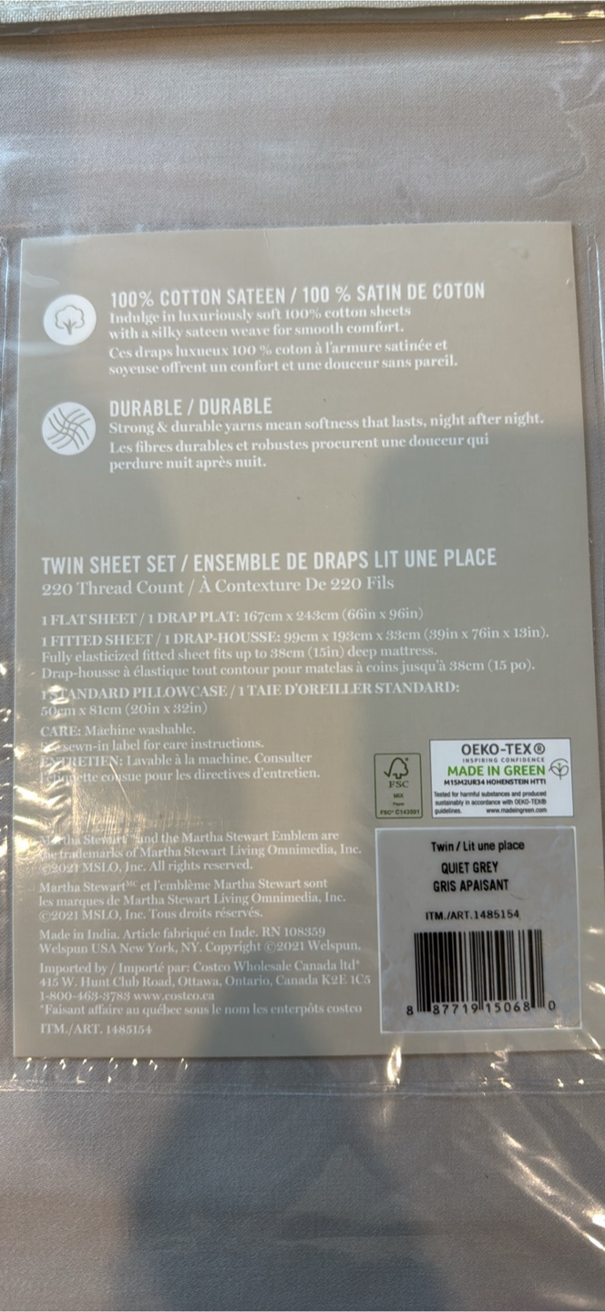 New Martha Stewart Twin Sheet Set - Quiet Grey - photo 2