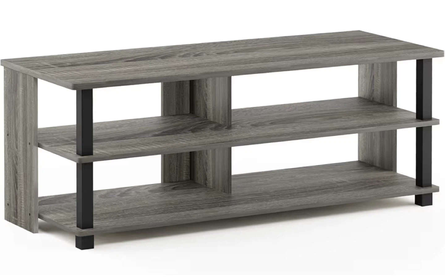 Grey and Black 3-Tier Entertainment Stand
