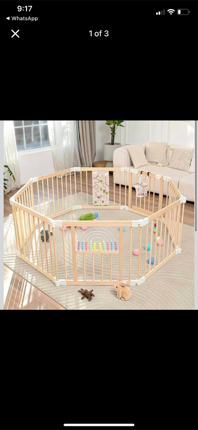 Adjustable Wooden Baby Playpen 56" x 56” Foldable 8-Panel