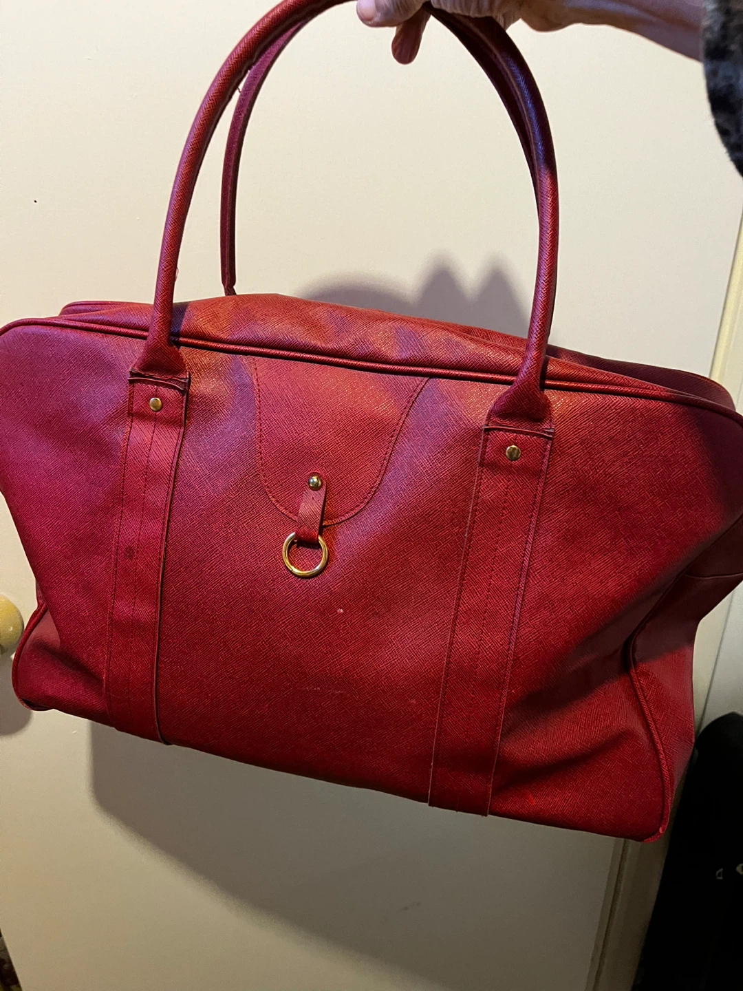 🏈Red Saffiano Style Travel Duffle Bag
