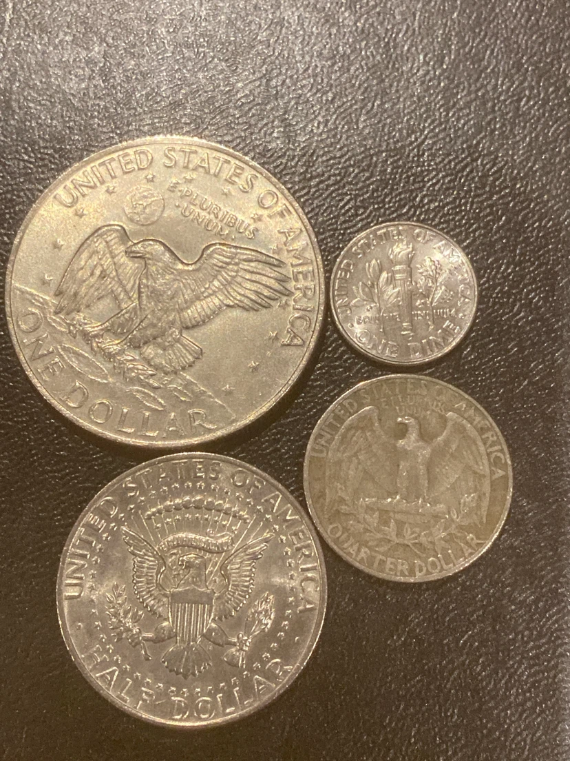 Assorted US Coins: Eisenhower Dollar, Half Dollar, Quarter, Dime - photo 2