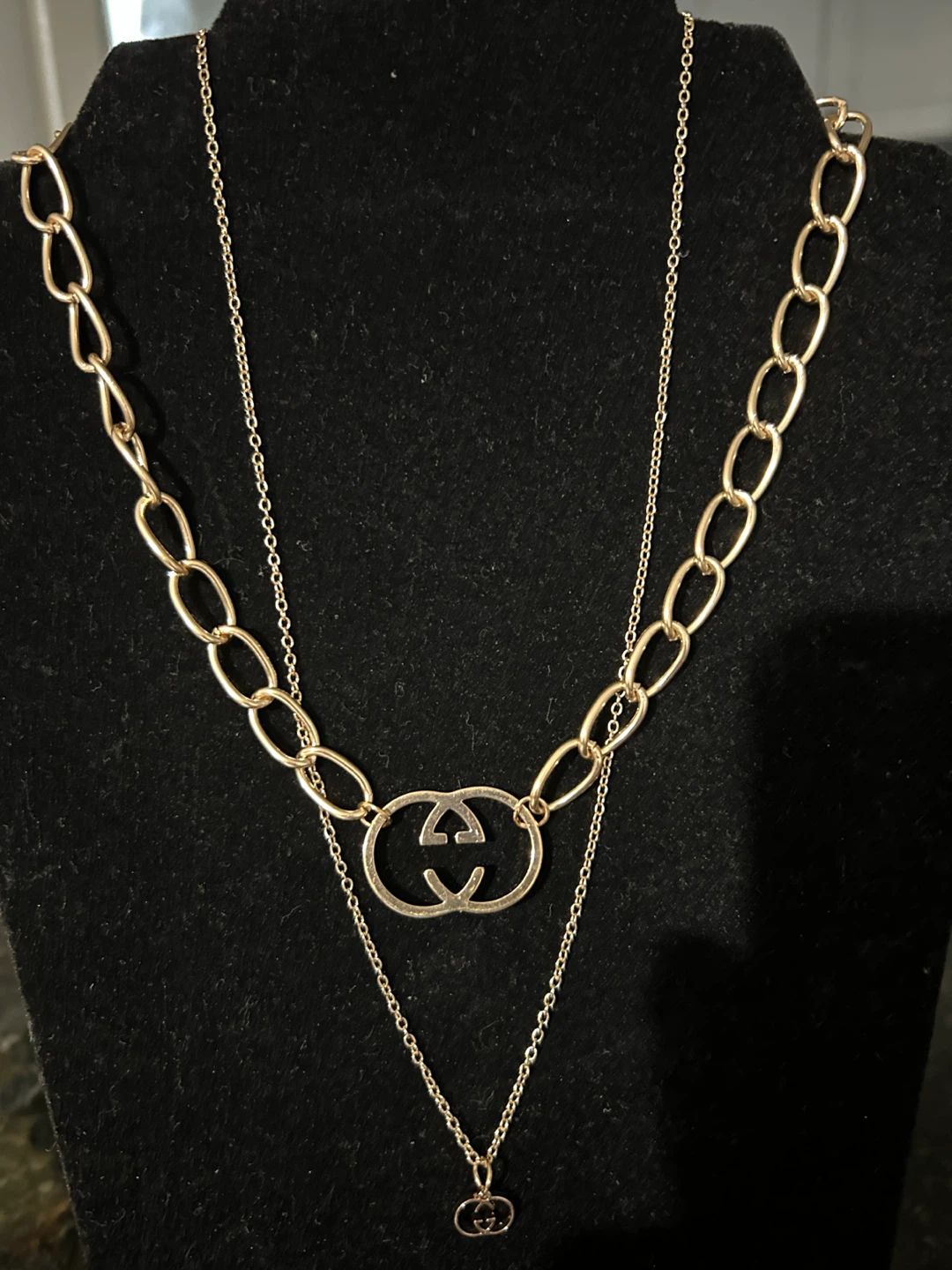 Gucci Double G Gold Tone Layered Necklace
