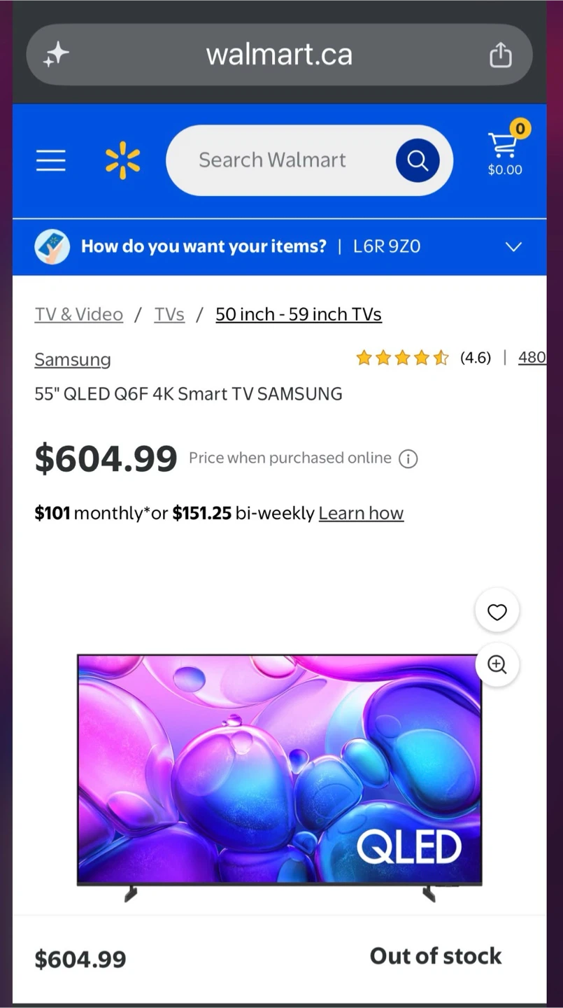 Samsung 55" QLED Q6F 4K Smart TV