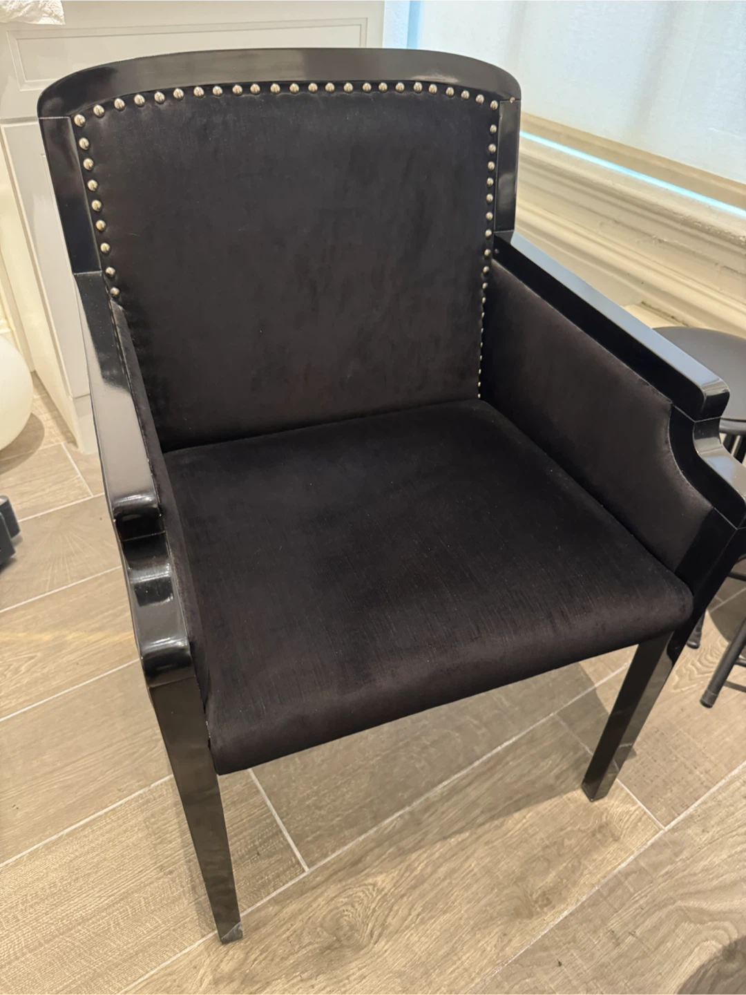 CB2 Black Nailhead Accent Chair x2,$100each OBO