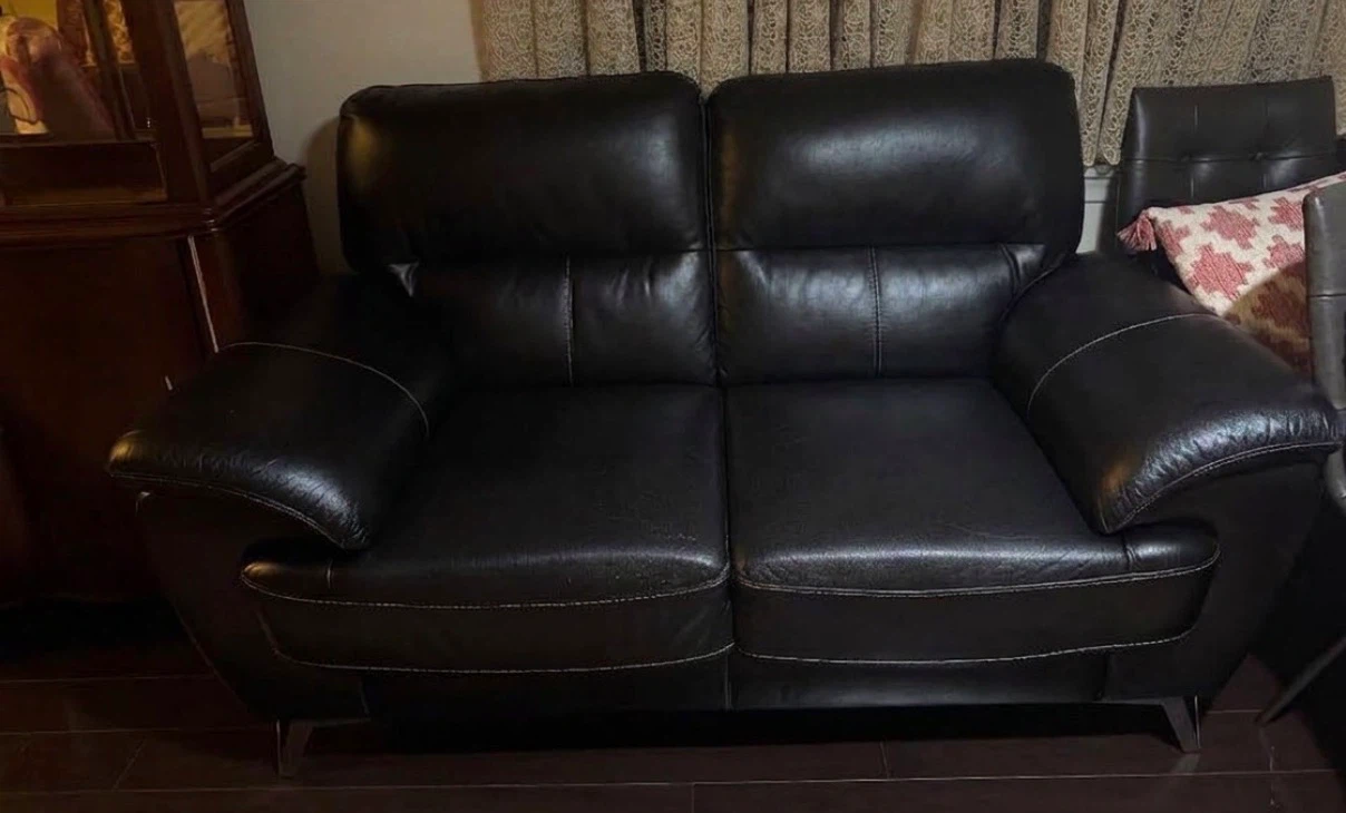 Black and Red leather sofa and loveseat set
