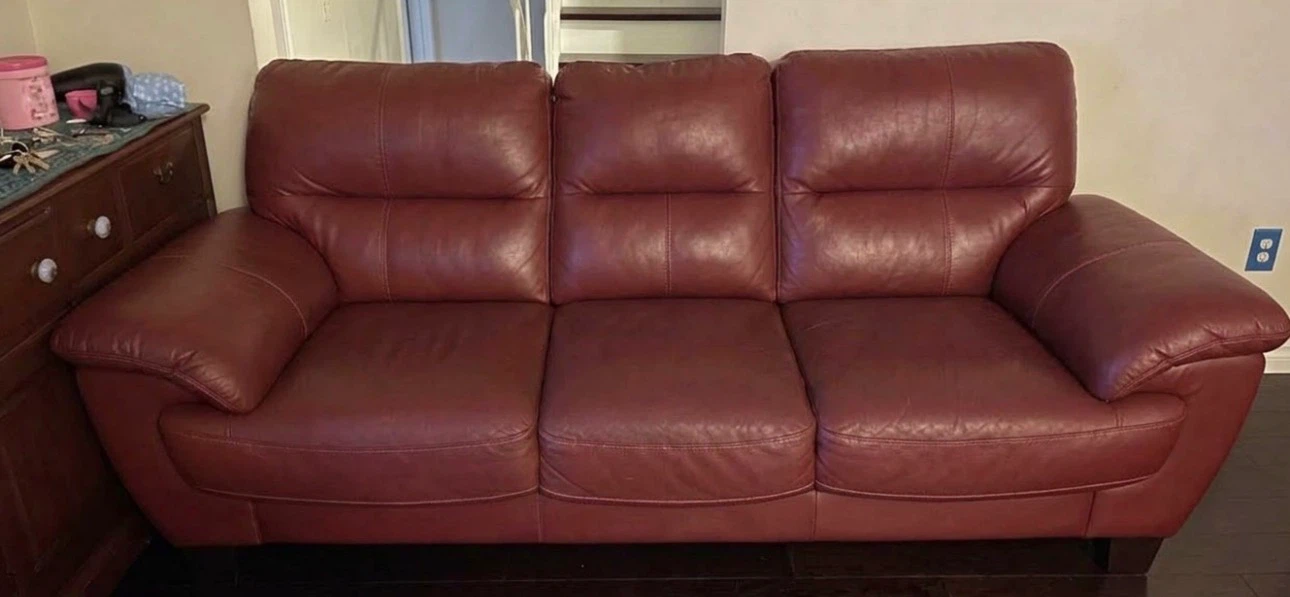 Black and Red leather sofa and loveseat set - photo 2