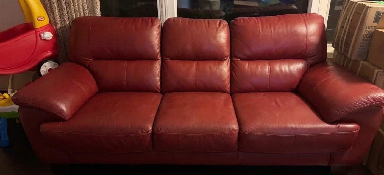 Black and Red leather sofa and loveseat set - photo 3