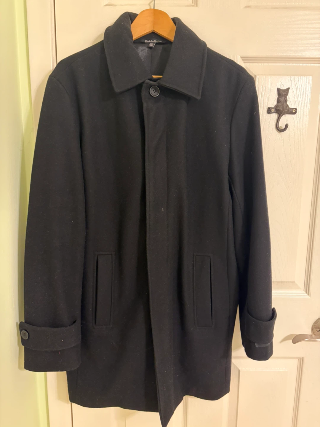 Men’s Black Wool-Blend Overcoat - photo 2