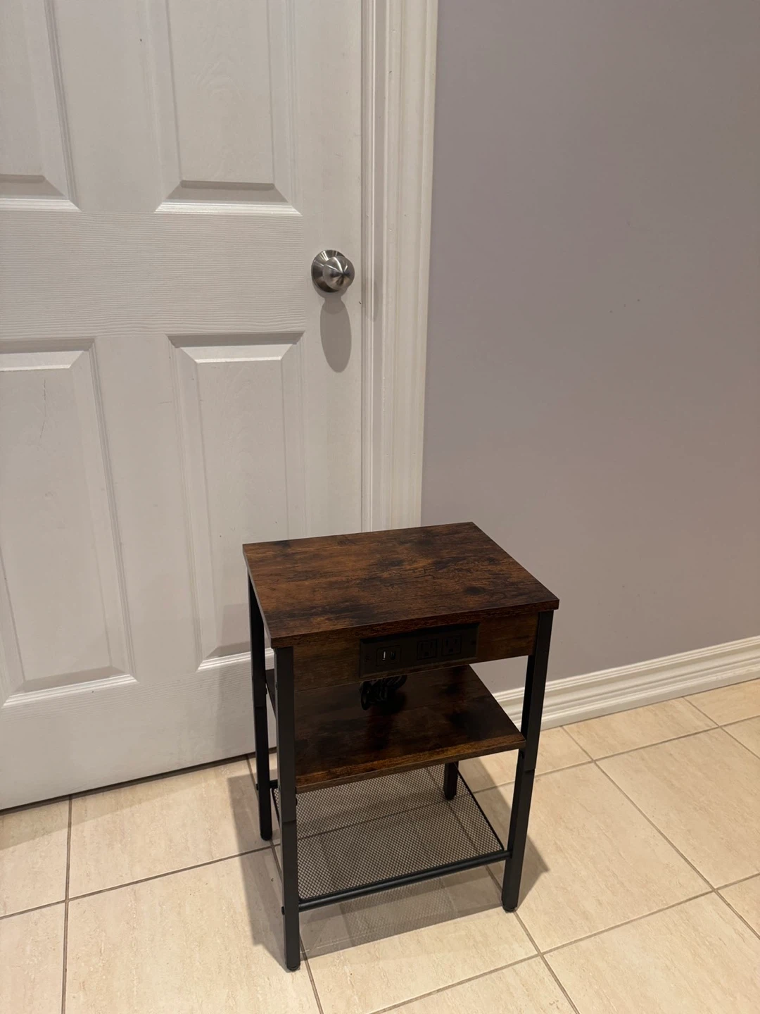 Industrial Style Nightstand with Charging Station - photo 2