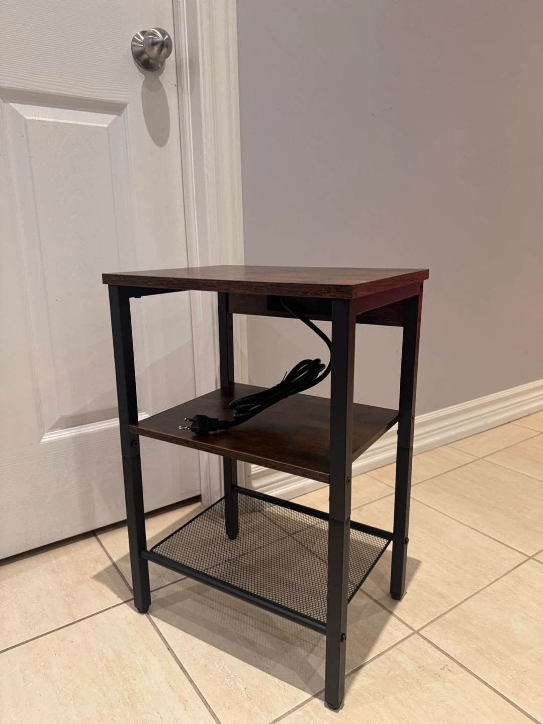 Industrial Style Nightstand with Charging Station - photo 3