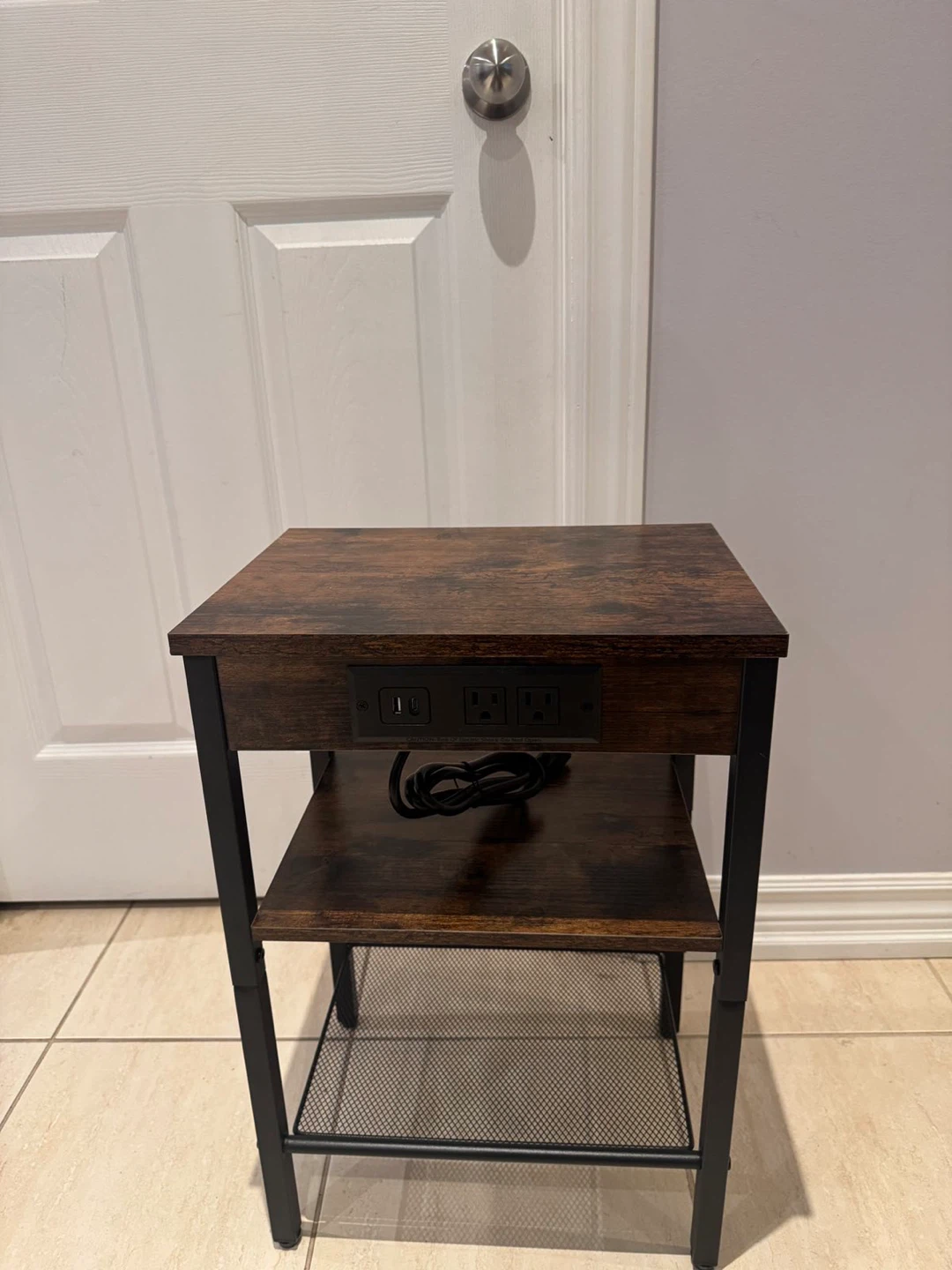 Industrial Style Nightstand with Charging Station - photo 4