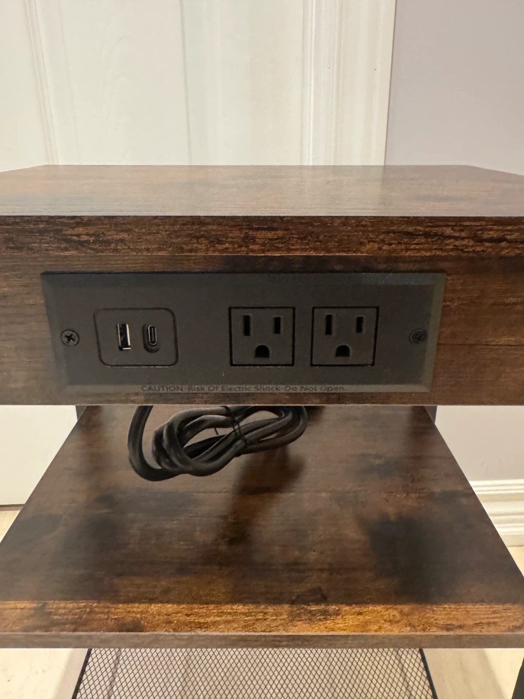 Industrial Style Nightstand with Charging Station - photo 5
