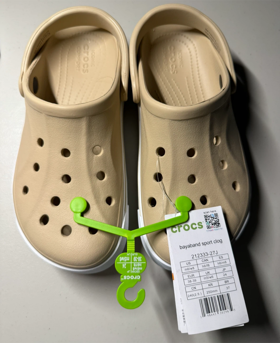 Beige Crocs Bayaband Sport Clog Men’s Size 6 🏈