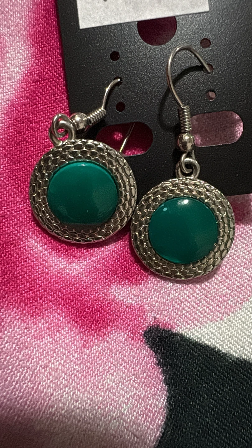🏈 Green circular drop earrings - photo 3