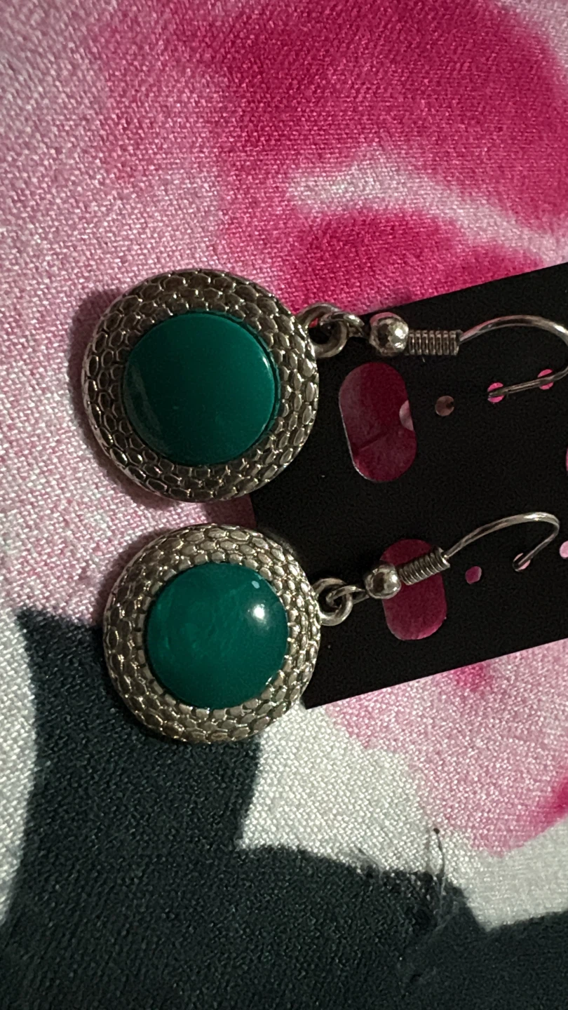 🏈 Green circular drop earrings - photo 5