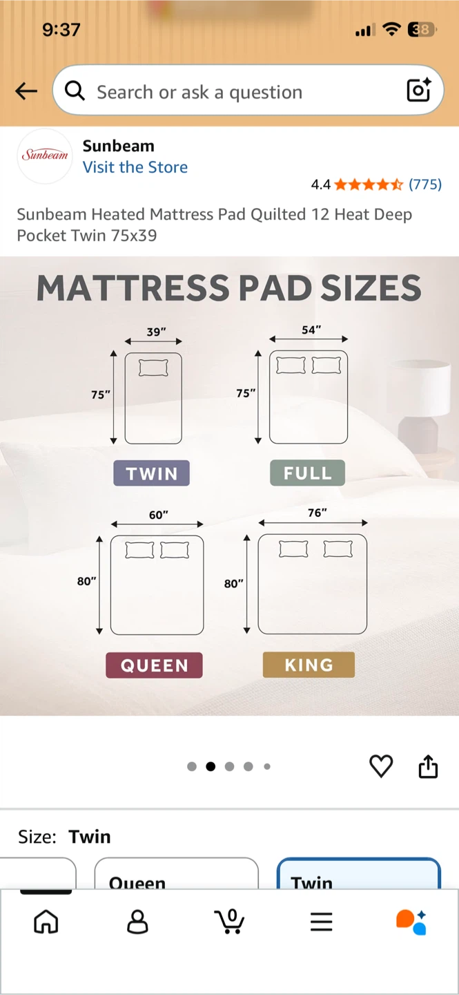 Sunbeam Heated Mattress Pad Twin - photo 2