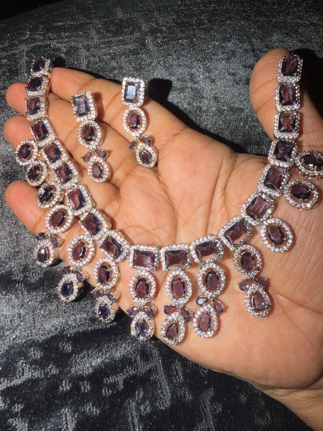 Purple Crystal Jewelry Set