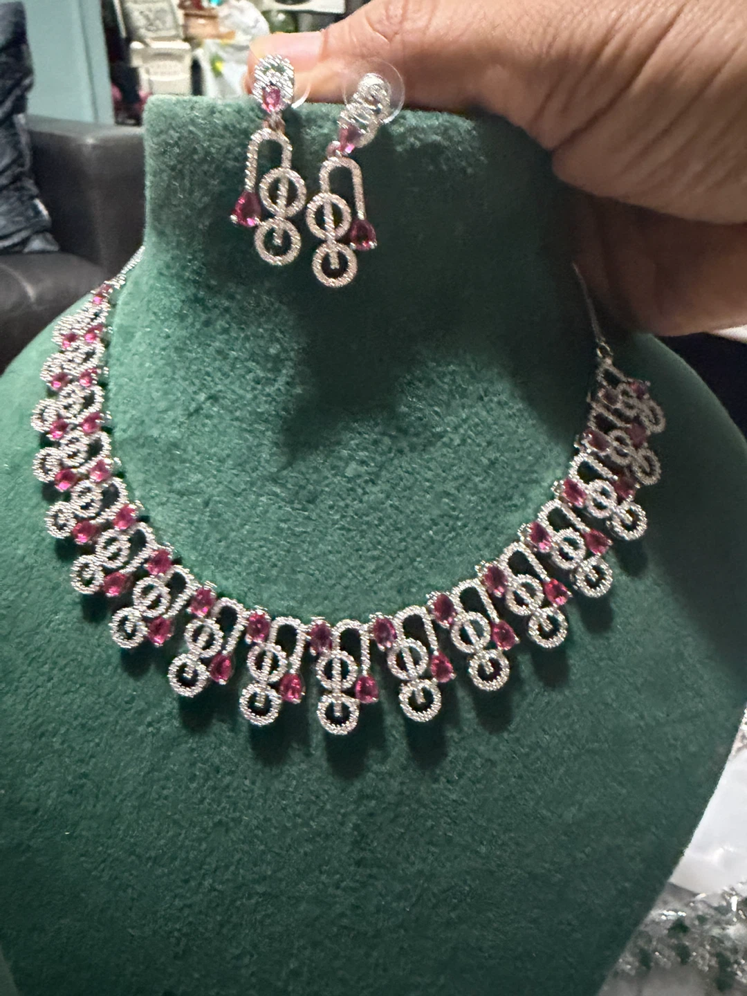Pink Stone Jewelry Set