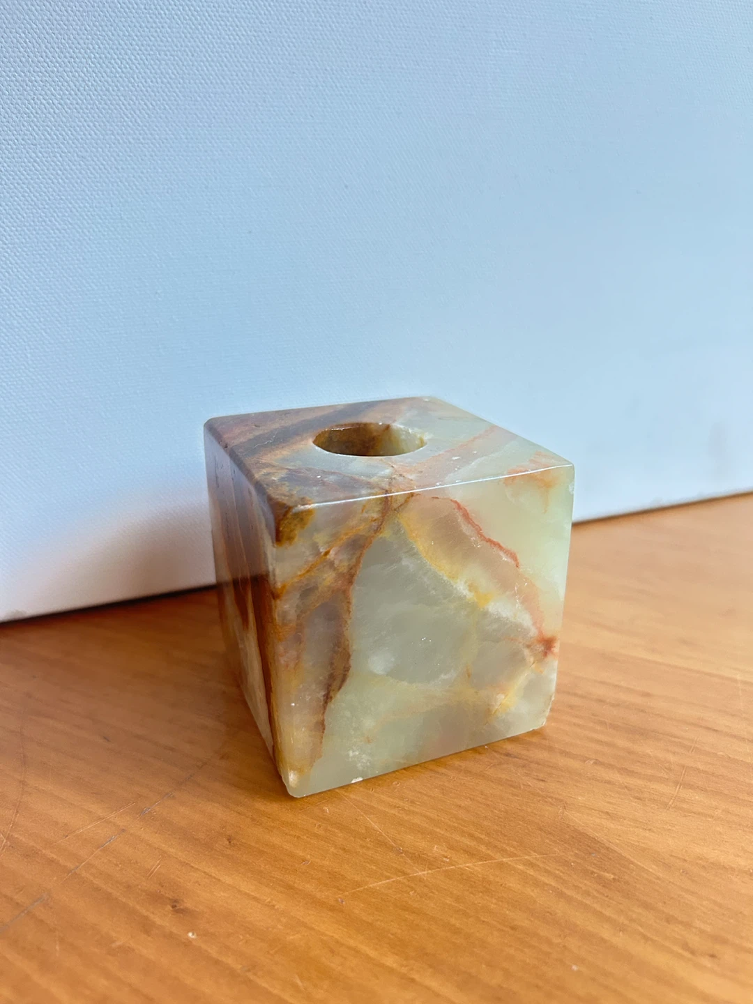 MCM Onyx marble candle holder