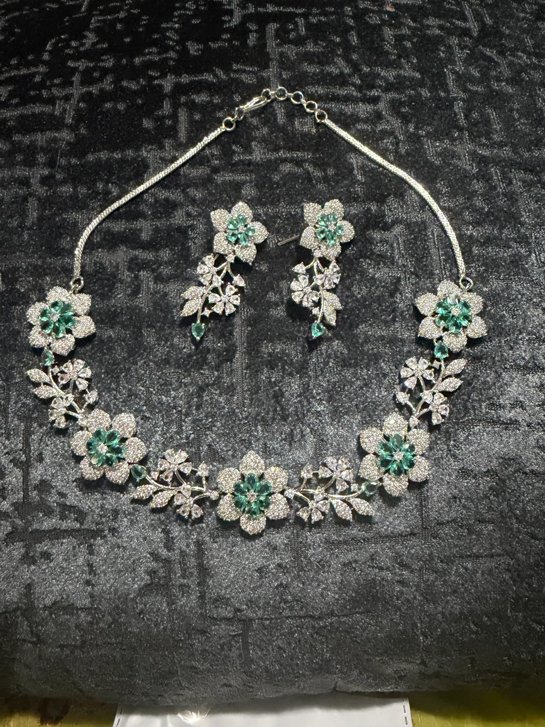 Floral Crystal Necklace and Earring Set - photo 3