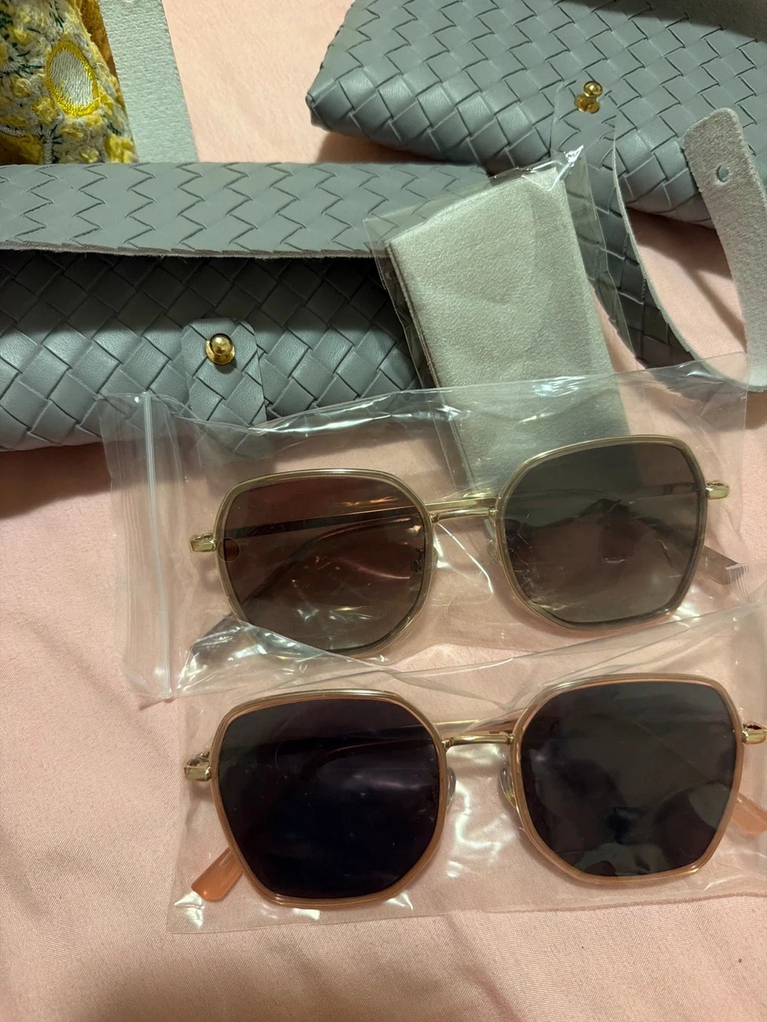 Two pairs of gold frame sunglasses🏈