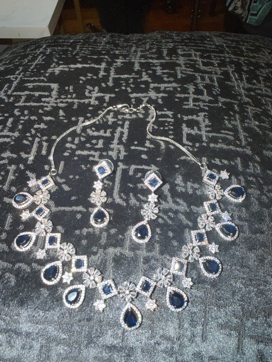Blue Teardrop Crystal Necklace and Earring Set - photo 2