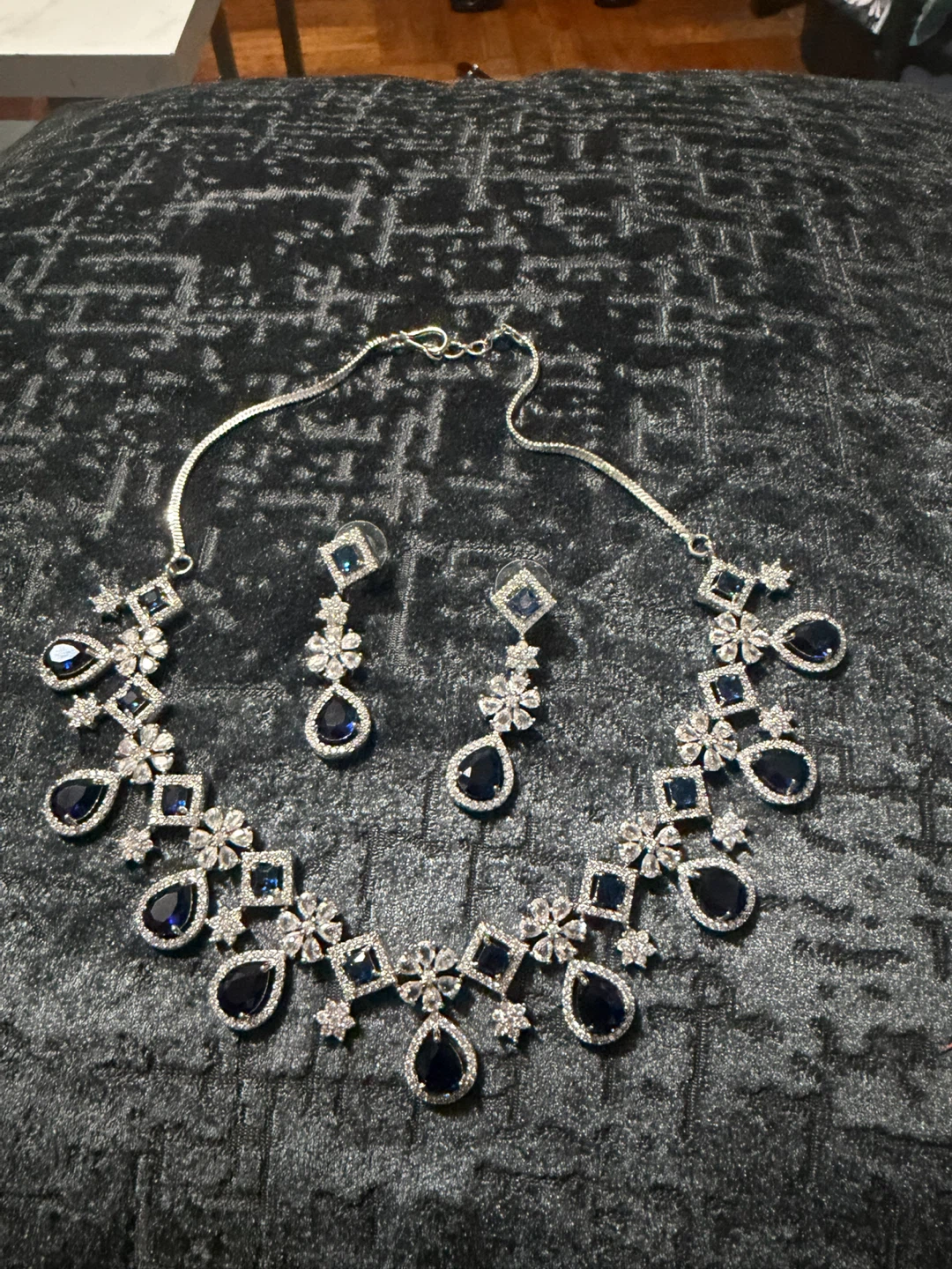Blue Teardrop Crystal Necklace and Earring Set - photo 3