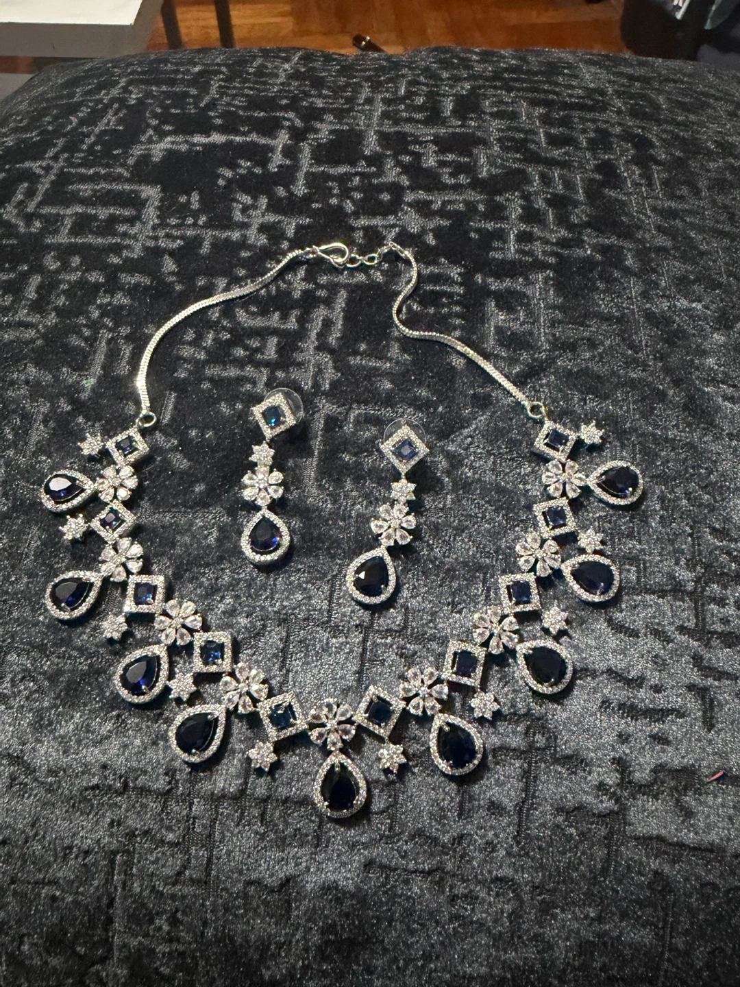 Blue Teardrop Crystal Necklace and Earring Set - photo 4
