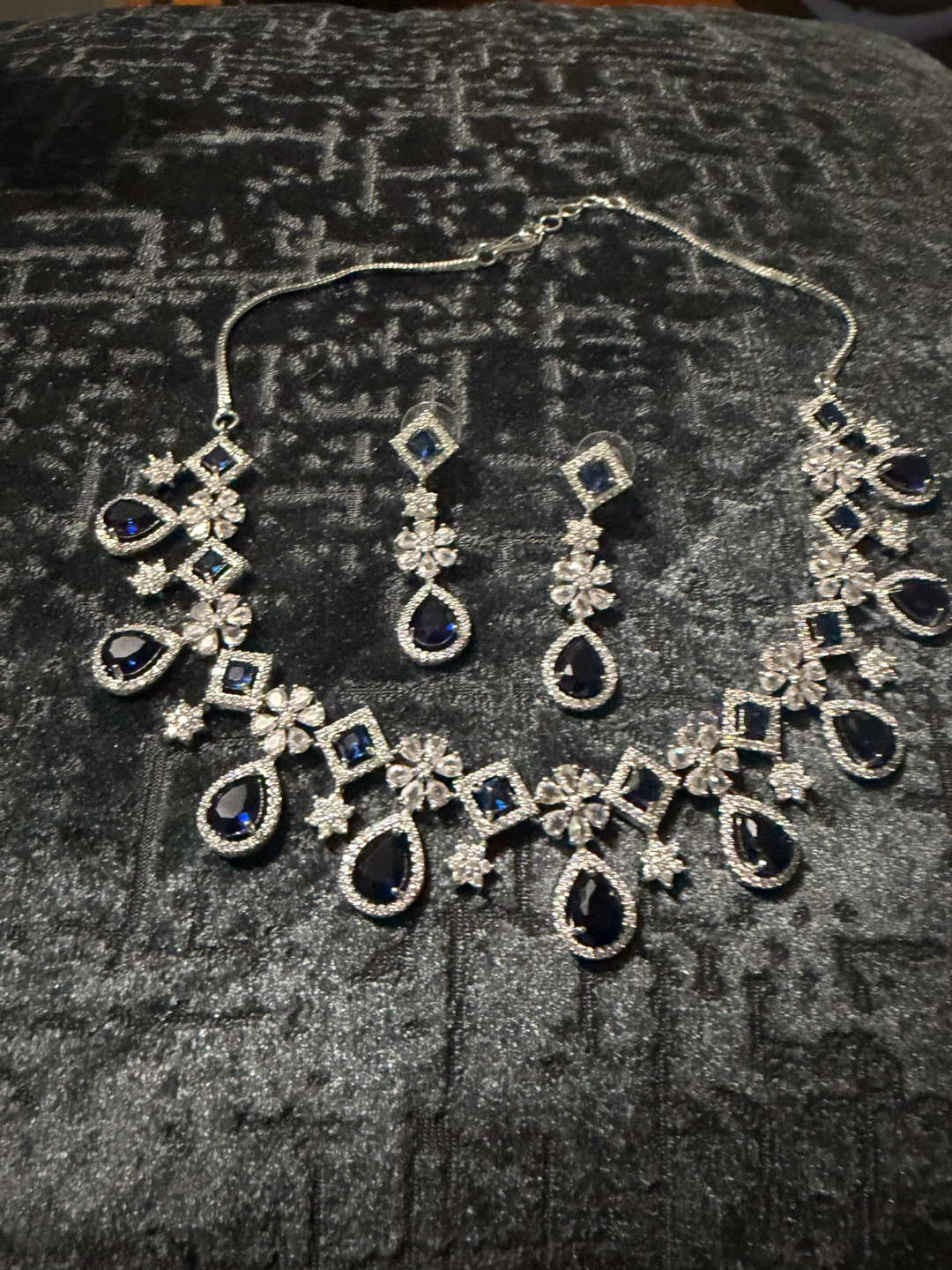 Blue Teardrop Crystal Necklace and Earring Set - photo 5
