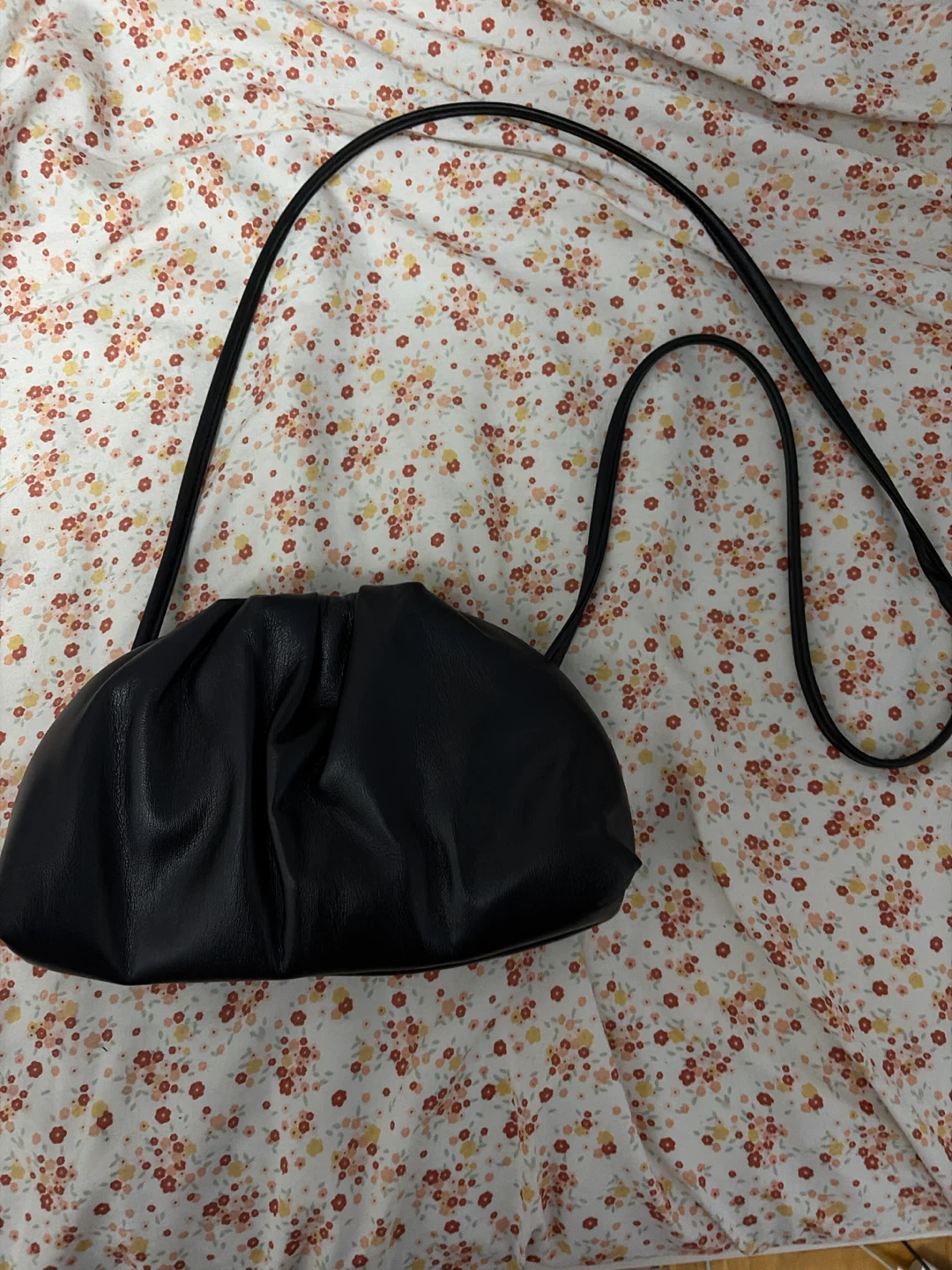 Black Ruched Shoulder Bag