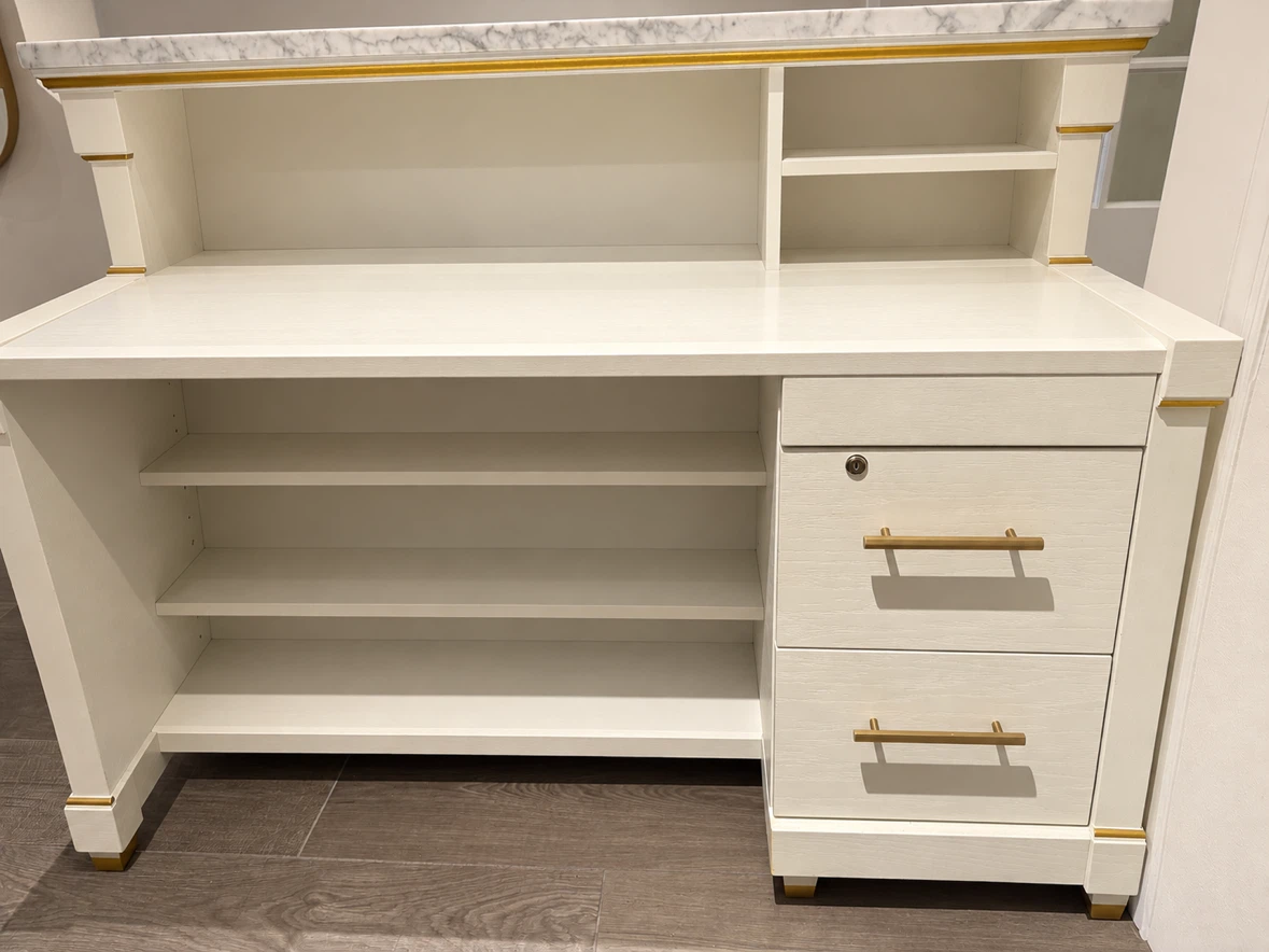 Custom Reception Desk – Marble Top, Gold Trim – $1,300 OBO - photo 2