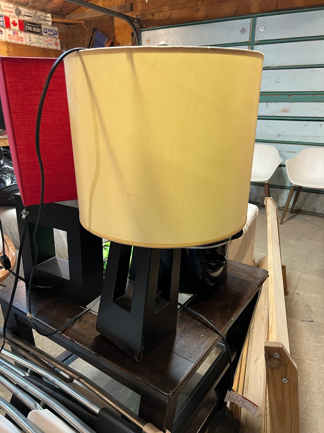 🏈 Modern Black Table Lamp with Yellow Shade