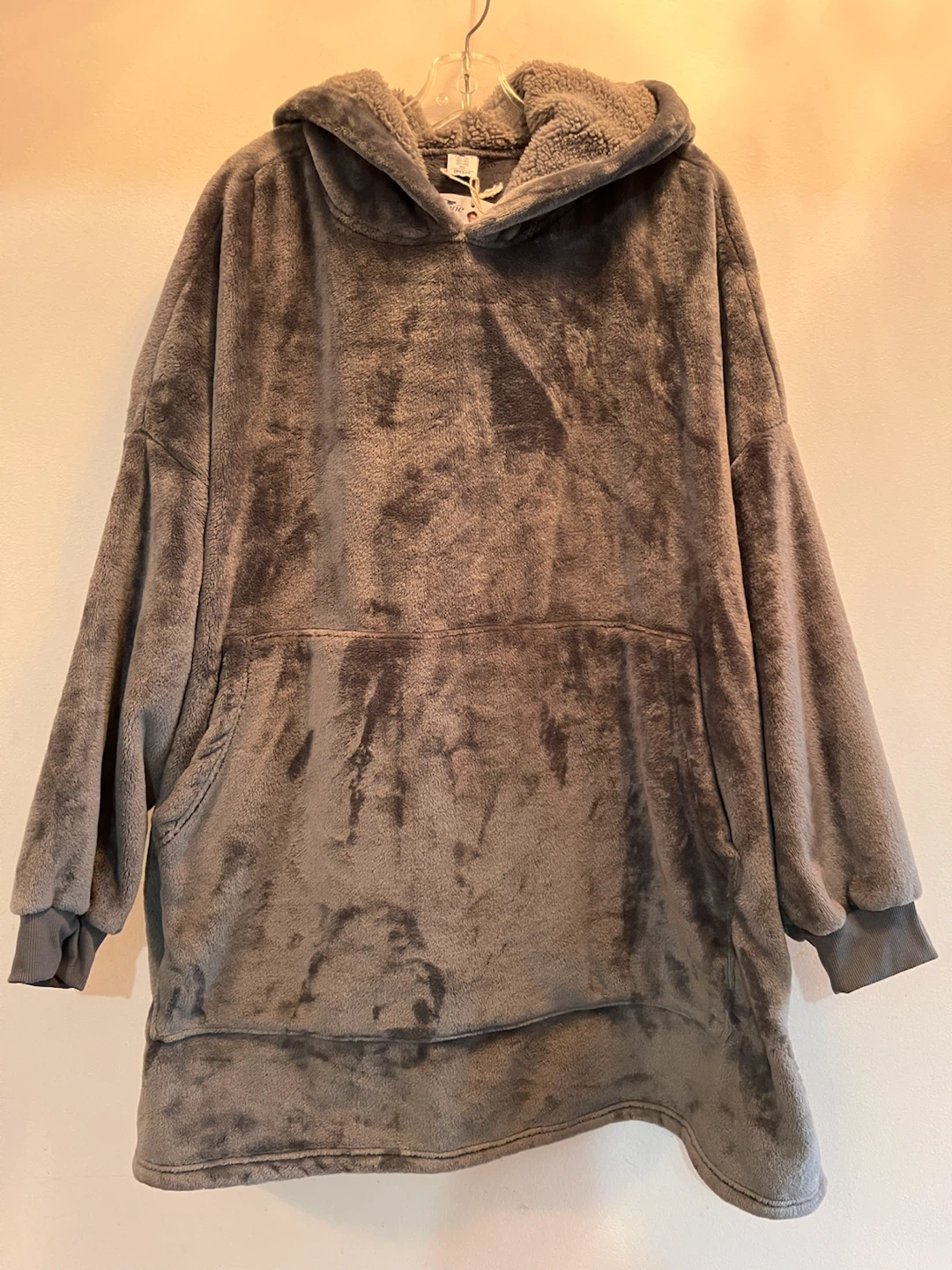 NEW Grey Plush Blanket Hoodie