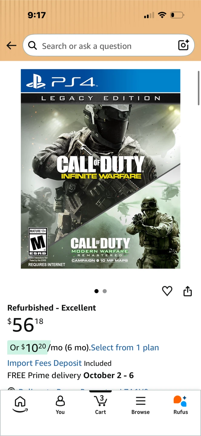Call of Duty Infinite Warfare Legacy Edition PS4