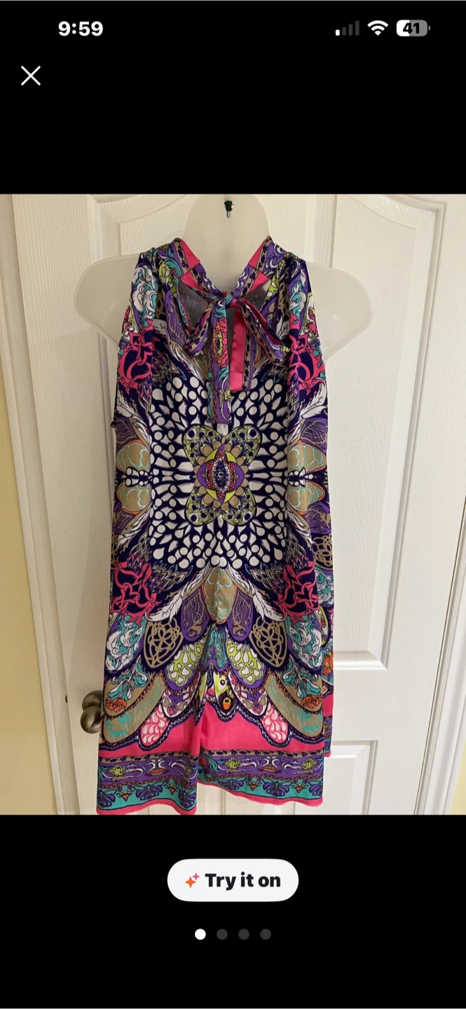 Colourful Patterned Halter Neck Dress
