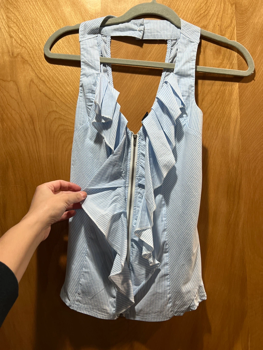 Seduction Blue and White Striped Ruffle Top - photo 2