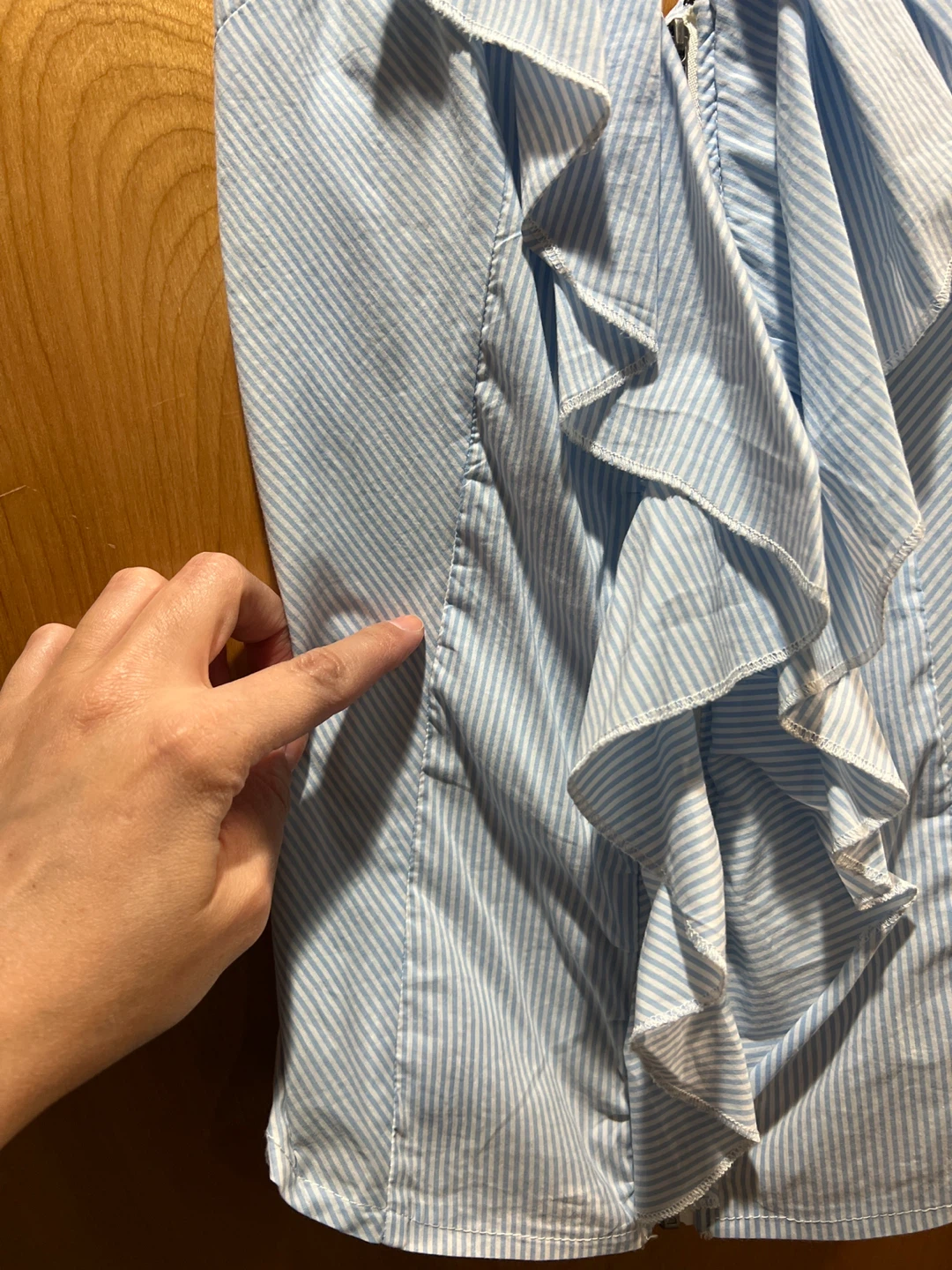 Seduction Blue and White Striped Ruffle Top - photo 3