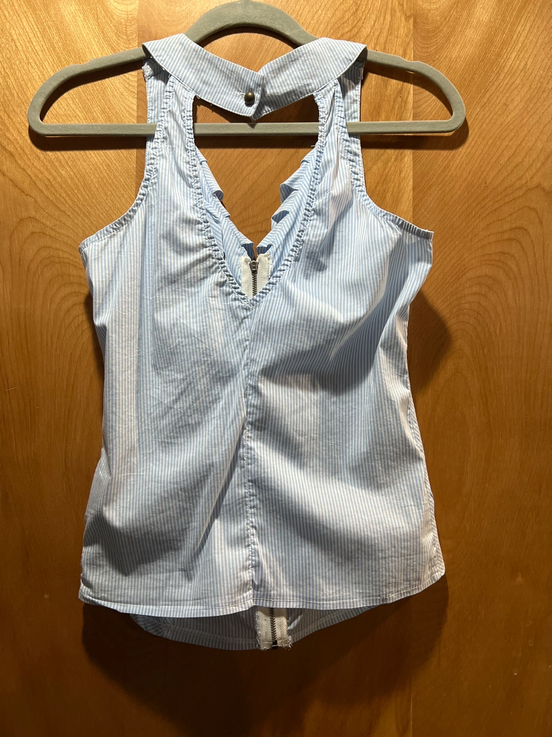Seduction Blue and White Striped Ruffle Top - photo 4