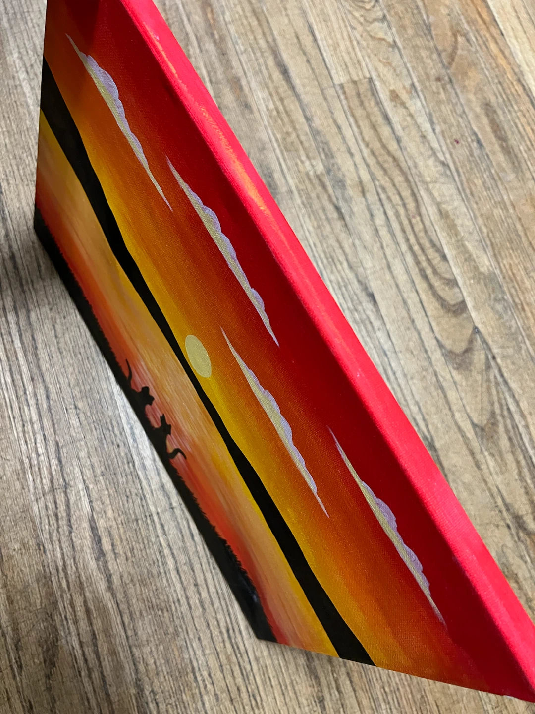 🏈 Hand-painted Sunset and Cat Silhouette Canvas - photo 2