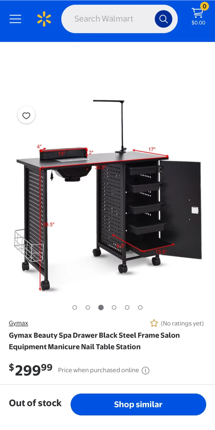 Gymax Manicure Nail Table Station